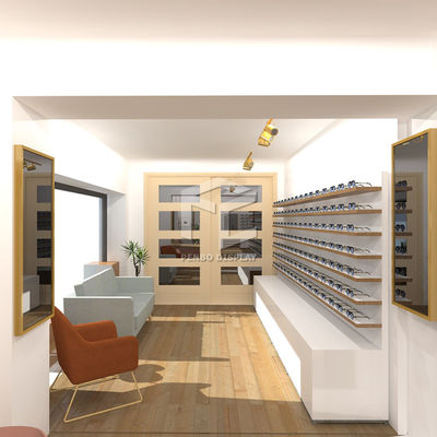 MDF Eyeglasses Optical Shop Display Cabinets ODM Marble Top Powder Coated