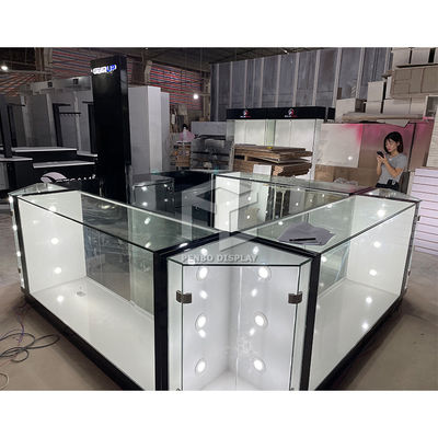 Tempered Glass 10mm Thick Cell Phone Retail Display Case 6pcs Insert Spotlight