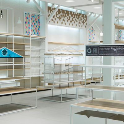 White Kid Store Blue Polishing Garments Shop Display Racks ODM