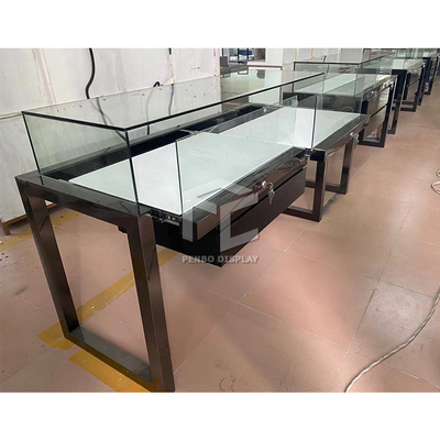 Frameless Full View Wall Display Showcase Glass Cabinet Jewelry Shop Interior