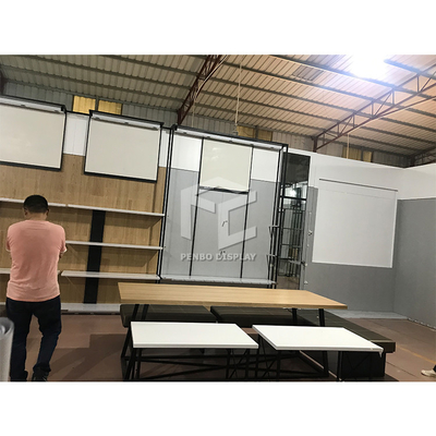 Gold Color Clothes Display Store Furniture Plywood Stainless Steel Material