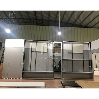 Gold Color Clothes Display Store Furniture Plywood Stainless Steel Material