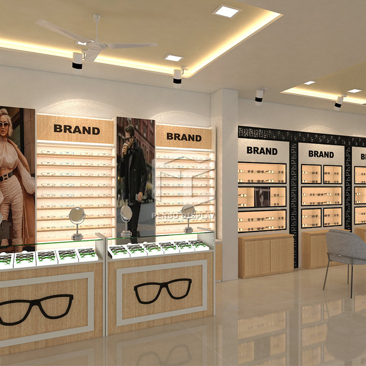 Melamine Board Optical Shop Display Cabinets Eyeglasses Display Case