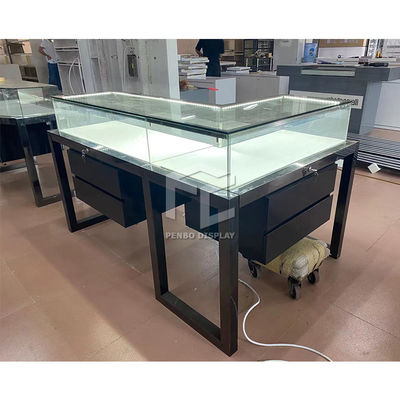 De UVShowcase van de het Glasvertoning van de Grondplaat Volledige Visie met LEIDENE Verlichting 